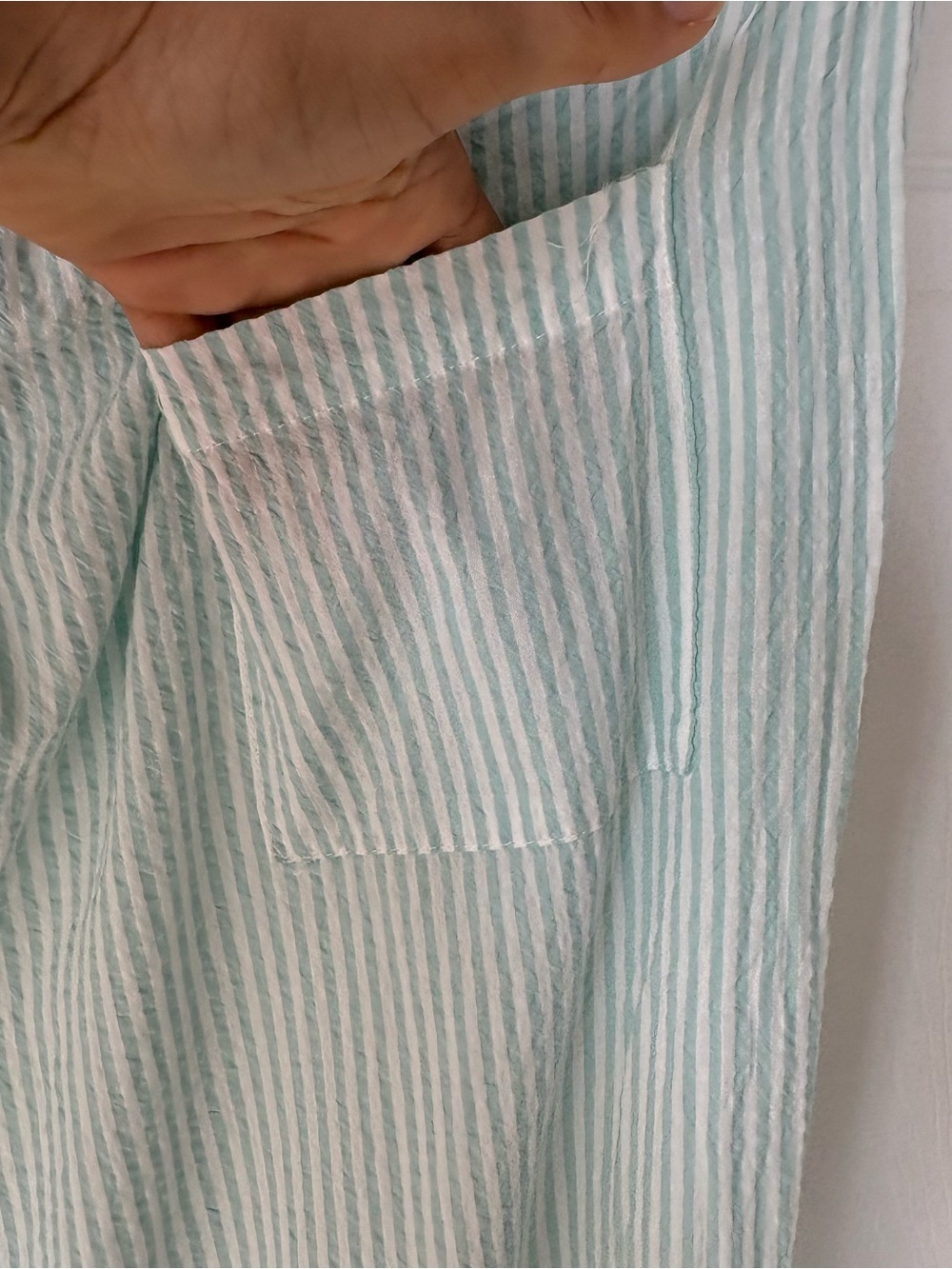 Papinelle Sabine Seersucker Stripe Full Length Pajama Set, Mint Green, M - Picture 13 of 16